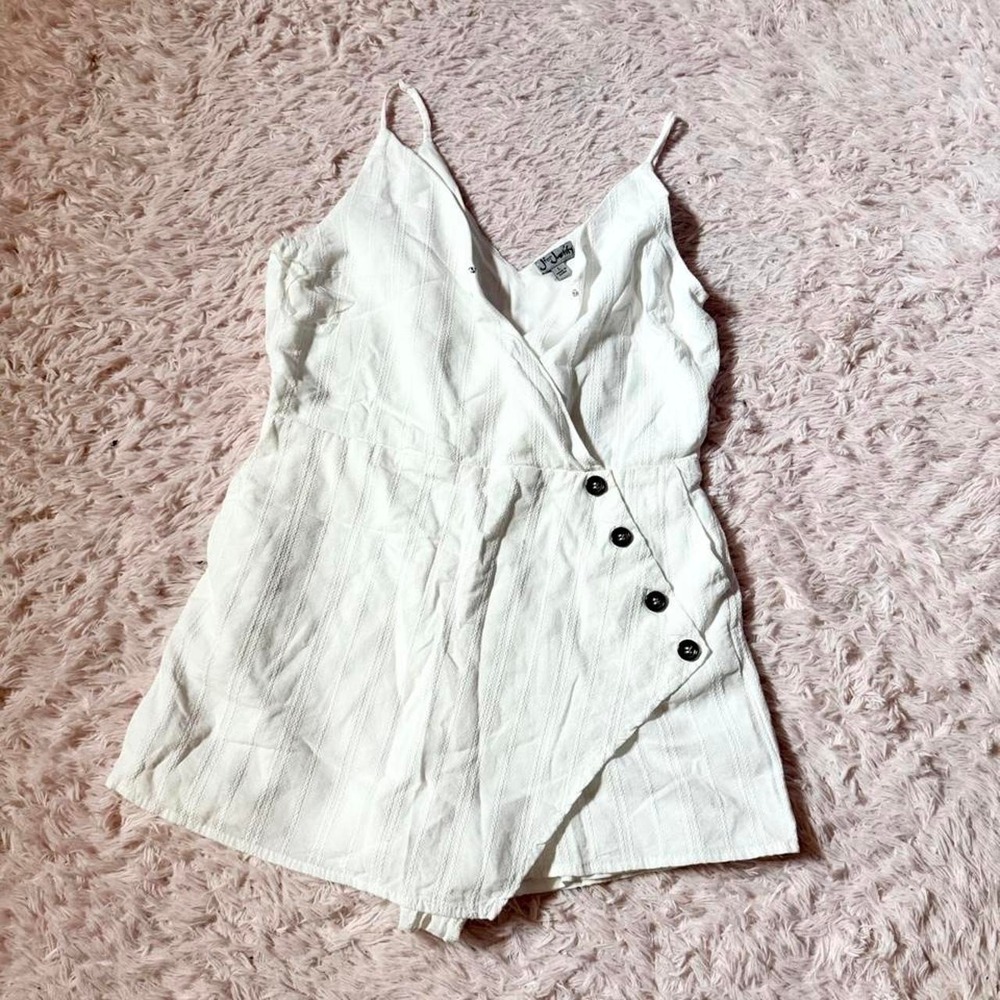 Bridal Earthy Boho Minimalist Cottage Core Angel Faux Wrap Romper Womens L Mini